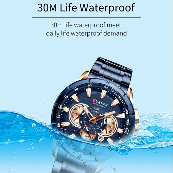 Other - New Style Blue  & Rose Gold Waterproof Chronograph Wristwatch  Sports Watch